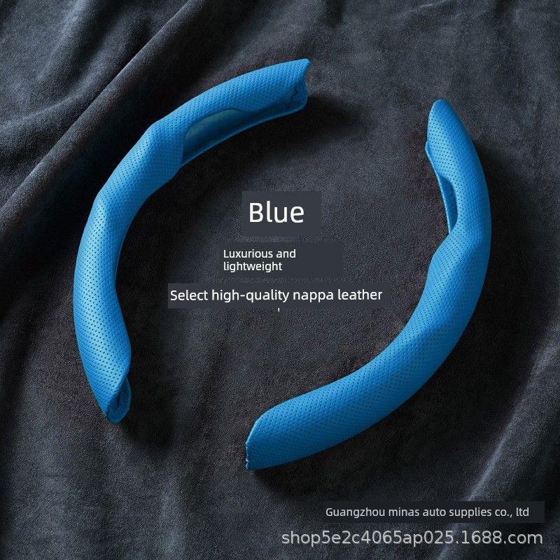 Car Steering Wheel Cover Round/D-Shaped Ultra-Thin Breathable Wear-Resistant Nappa Leather Handle Cover Non-Slip Sports Style Suitable for All Seasons