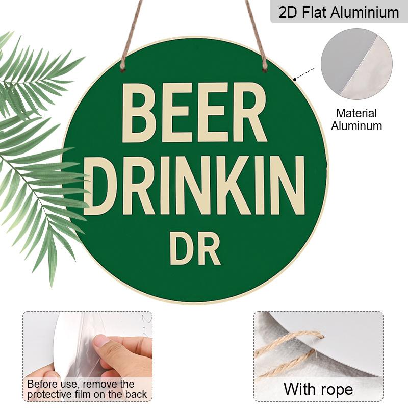 2D Flat 1pc, 8x8 in, Beer Drinking Logo Aluminum Metal Decorative Signs & Plaques Printed Sign, Unique, Durable, Easy To Hang Metal Decoration