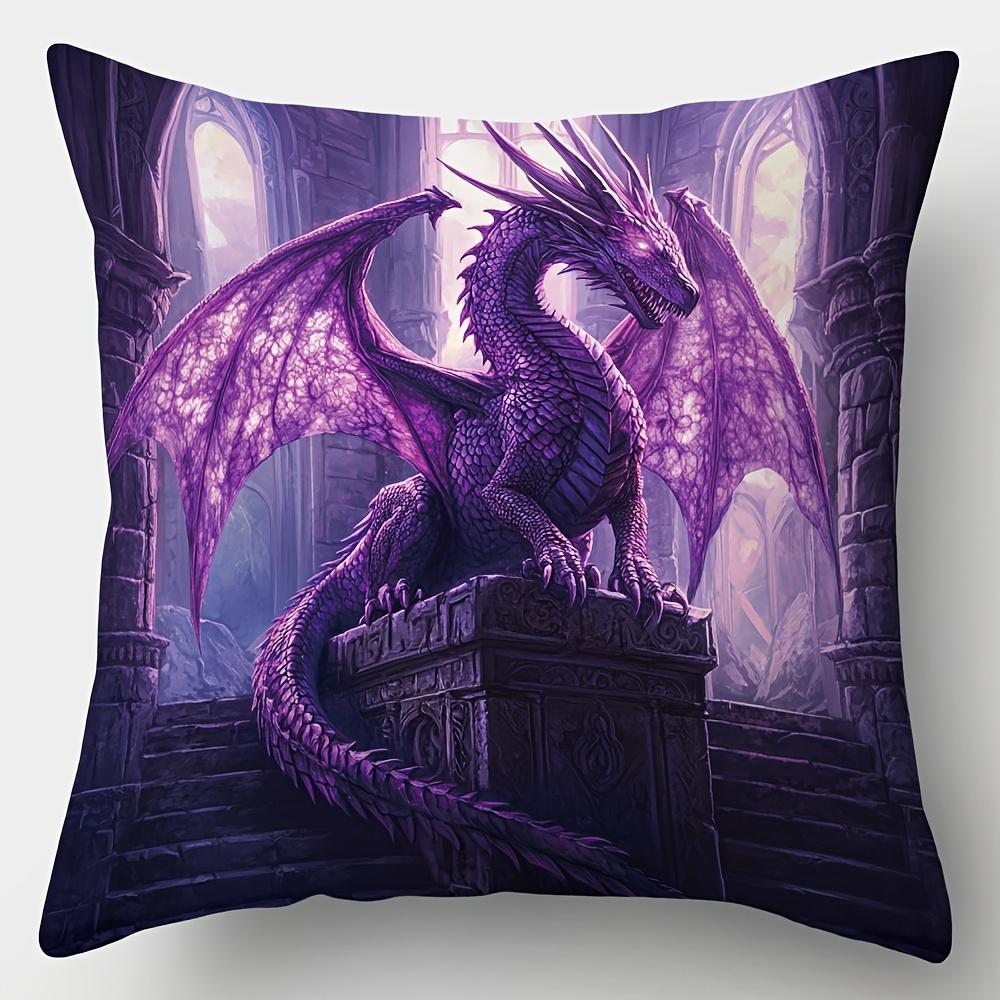 Jmg Clothing Unisex 1-Piece Dragon Print Pillow Cover, Durable, Daily Pillowcase For Living Room, Sofa & Room