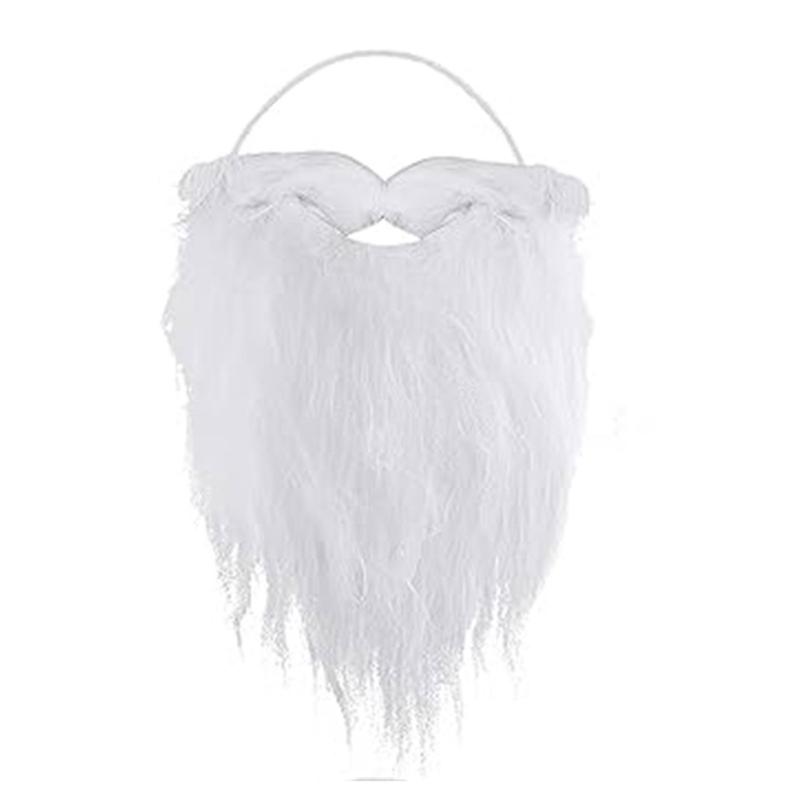 Christmas Santa Clauses Beard Fancy Dress Costume Funny Santa Beard Mustache White Fake Beard for Women Men Party Decor