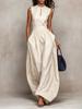 European and American style summer new temperament fashion striped sleeveless waist wide leg long jumpsuit