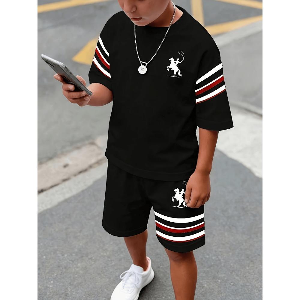 Boys casual and comfortable simple round neck set 150