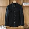 Solid Color Long-sleeved Shirt Men's Work Jacket Spring and Autumn Trendy Loose Casual Shirt Men's Autumn Casual Jacket