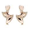 Angel Wings Hollow Stud Earrings 18K Gold Plated Zircon Sparkling Elegant Party Earrings for Women