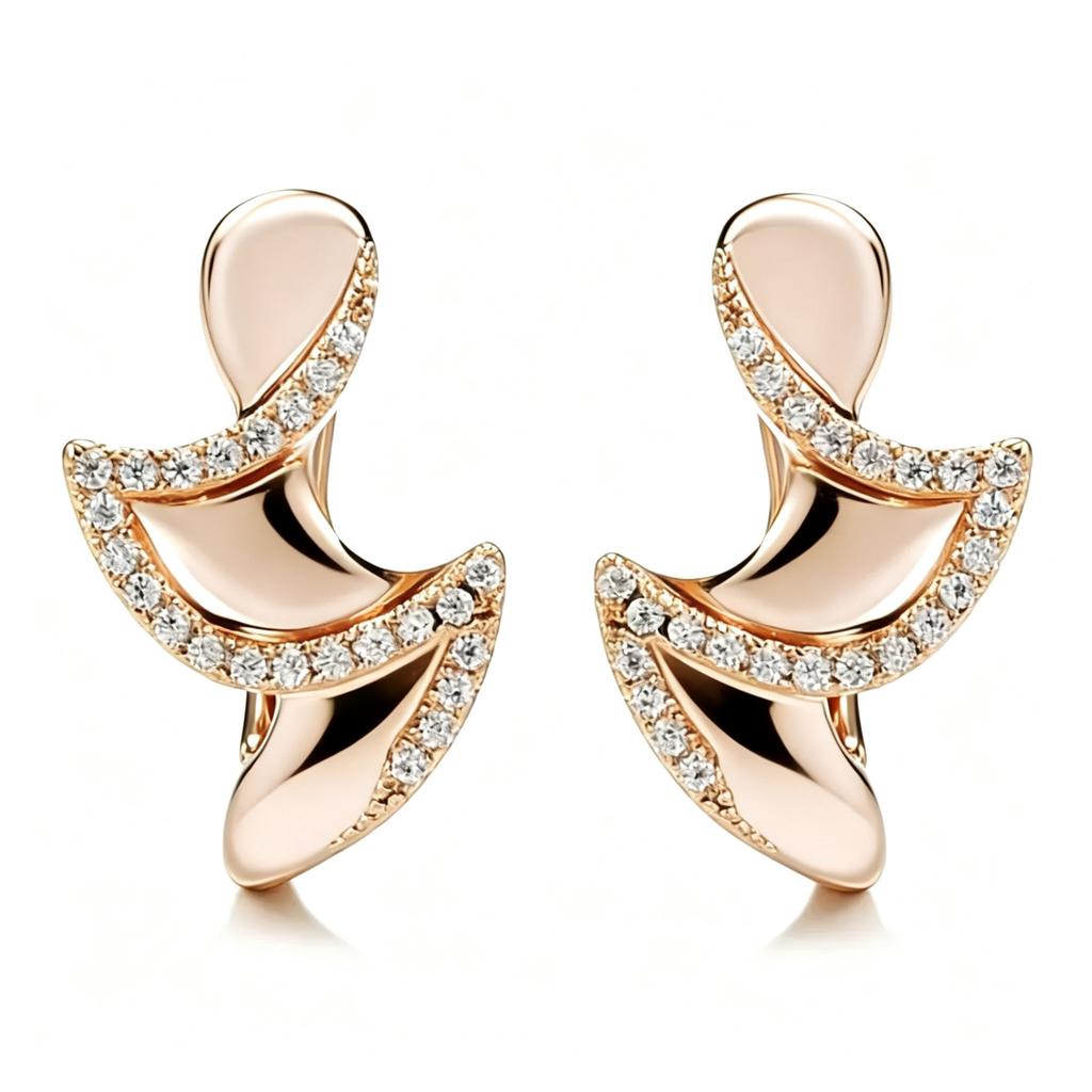 Angel Wings Hollow Stud Earrings 18K Gold Plated Zircon Sparkling Elegant Party Earrings for Women