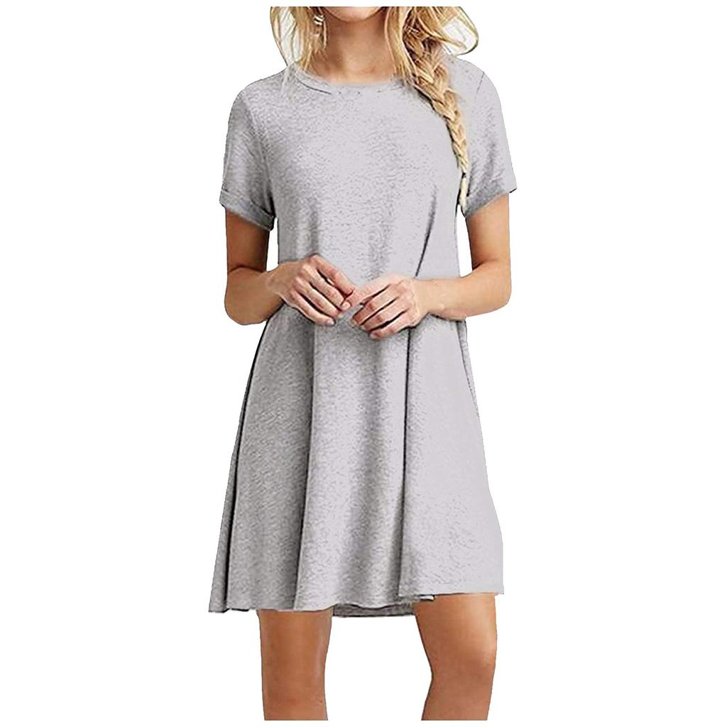 Women's Skirt Knee-length Dress Color Summer Casual Swing Dress