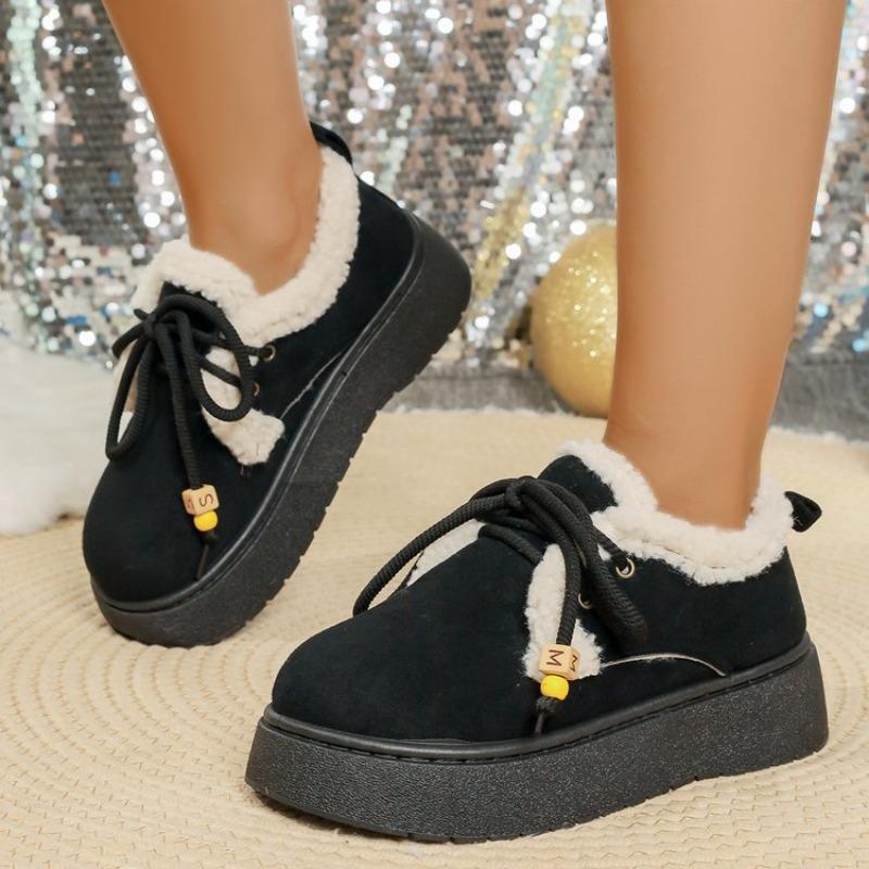 Fashion Winter Round Toe Suede Comfortable Thick Sole Non Slip Casual Women's Boots Fashionable New Lace Up Warm and Elegant Snow Boots
