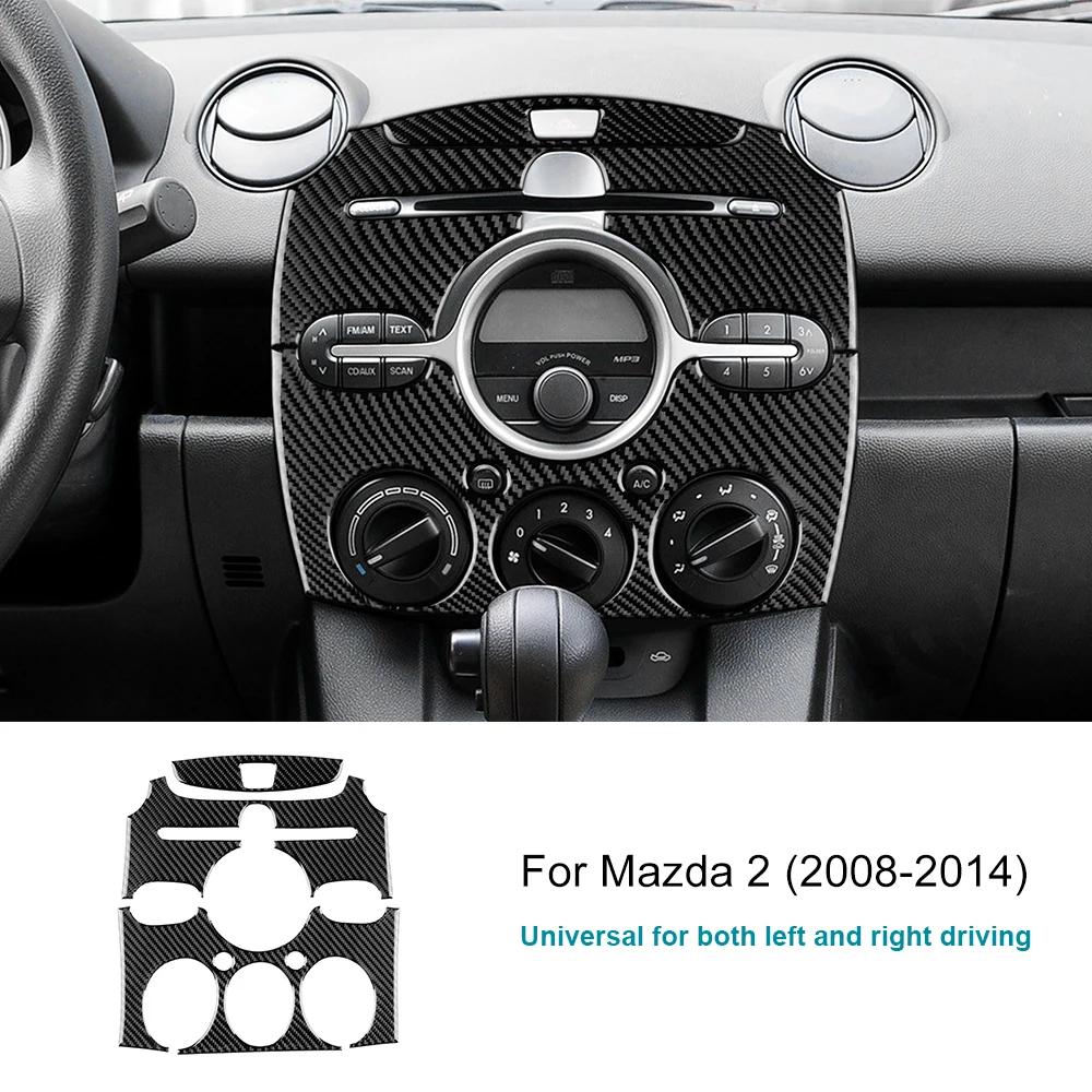 Vera Fibra di Carbonio Morbida Per Mazda 2 DE 2008 2009 2010 2011 2012 2013 2014 LHD RHD Adesivo Decorativo Cornice Pannello di Controllo Centrale per Auto.