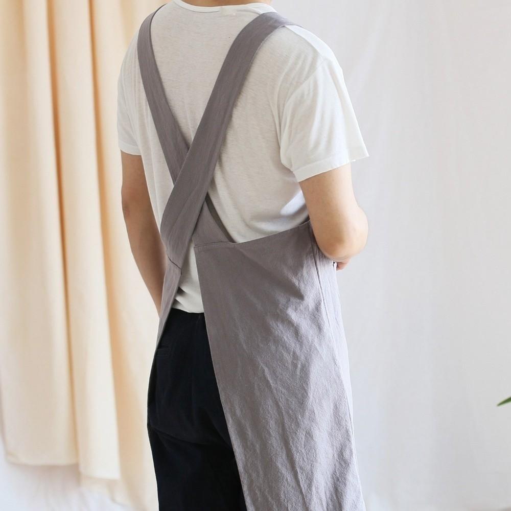 Cross Straps Minimalist Apron Cotton Handmade Apron Durable Cooking Aprons  Kitchen Use