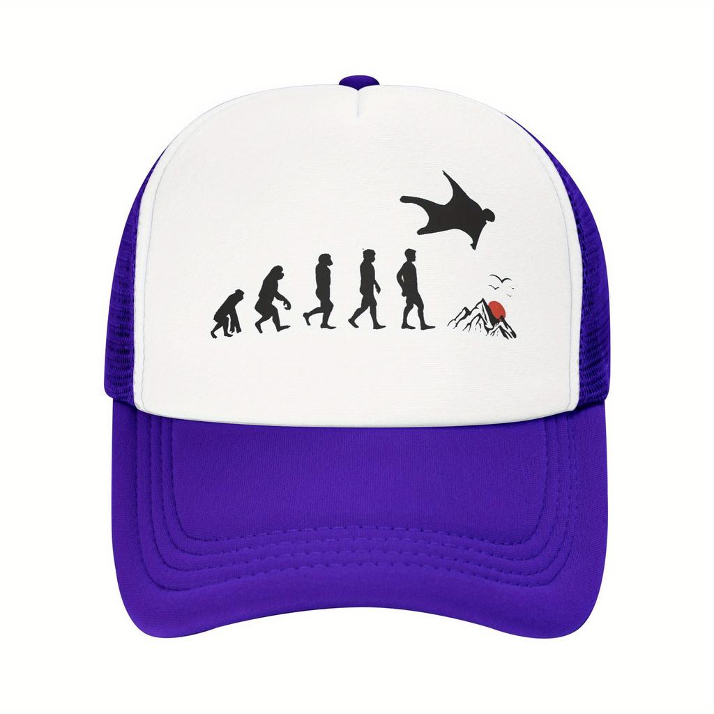 Wingsuit Flying Evolution Trucker Hat Polyester Mesh Adjustable Baseball Cap for Men Women Casual