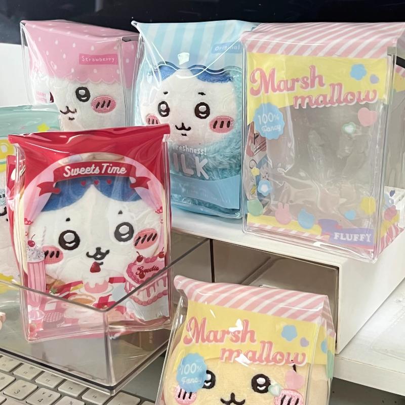 Kawaii Mini Doll Storage Bags with Keychain Cute Candy PVC Bag Transparent Display Bag for Girls Gifts Kids Toys Organization