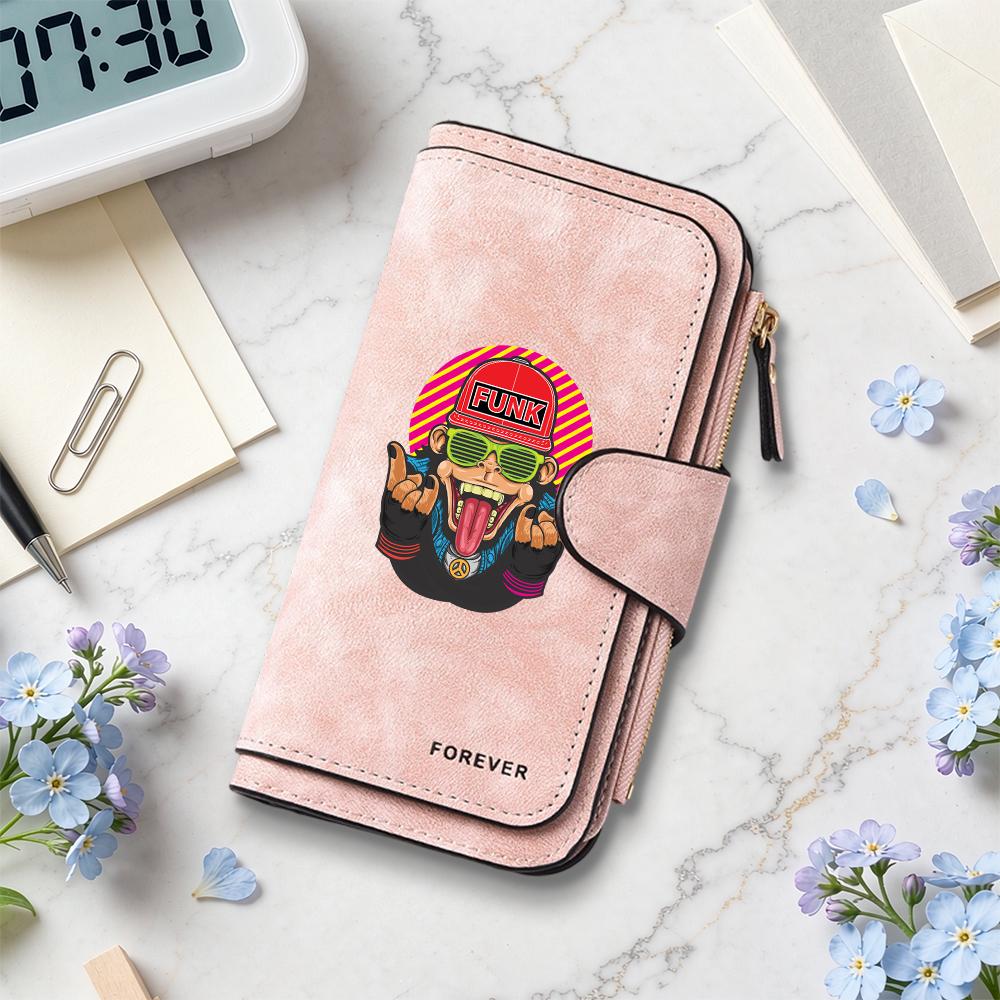 Funky Monkey Printed Long Wallet Casual Portable Multi Card Holder Purse