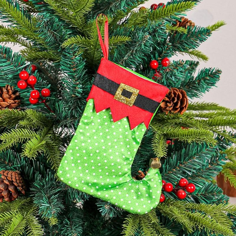 Festival Spotted Christmas Stockings Christmas Gathering Essential Stylish Hanging Stockings with Adjustable Belts