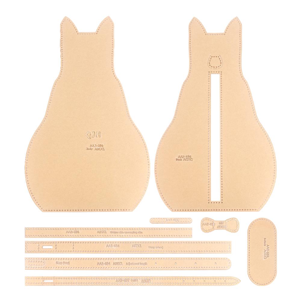 1set Acrylic Design Template For Cutting & Sewing Leather Cat Bag, DIY Making Leather Messenger Bag Transparent Acrylic Pattern