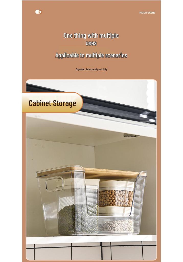 Transparent Bamboo Lid Storage Box - Stackable Kitchen Organizer for Seasonings & More