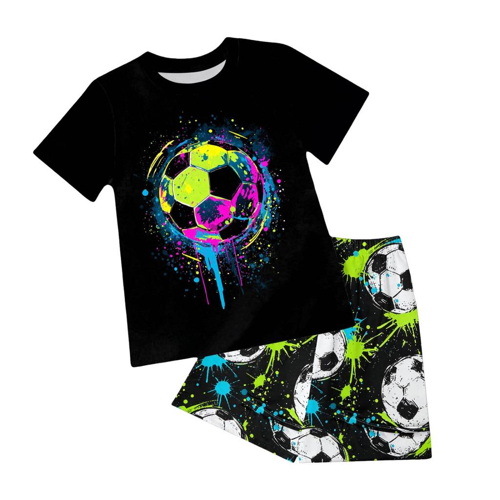 Football Field 3D Printed Children's Set Fashion T-shirt Shorts T-shirt Boys and Girls Sportswear Set