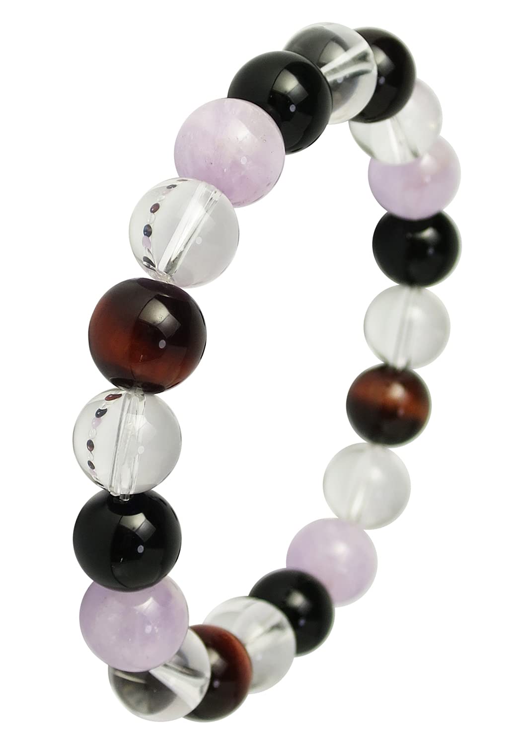 

Shinjuku Gin no Kura Men s Natural Stone Bracelet (Type H, Medium) with Power Stones: Red Tiger Eye, Lavender Amethyst, Onyx, and Quartz