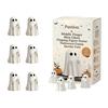 Small Haunted House Props Mini Ghost Flipping Middle Finger Figurines for Halloween Decorations, Miniature Resin Office Shelf Ornaments Statue Tiered
