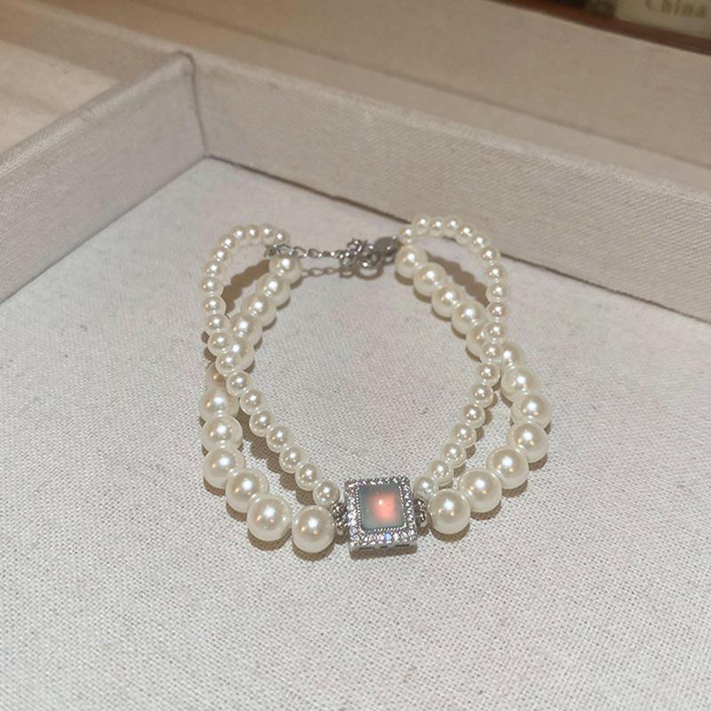 French temperament cold wind zircon star pearl bracelet light luxury bracelet sweet versatile jewelry
