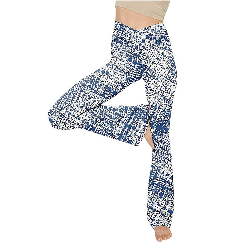 Fashion Womens Sexy Yoga Pants High Waist Cross Wide Leg Color Exercise Yoga Pants