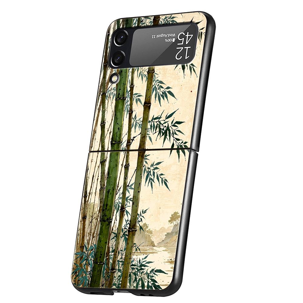 Hard PC Phone Case For Samsung Galaxy Z Flip 7 6 5 4 Cover For Galaxy Z Flip 3 Foldable Style Butterfly Green Bamboo Creative Z Flip 6