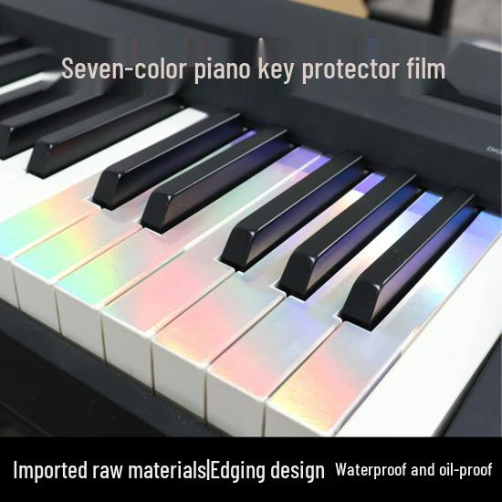 Färgglatt tangentbordsfilm med lasertangentklistermärken - Skydd för piano & Klistermärken för vita tangenter.