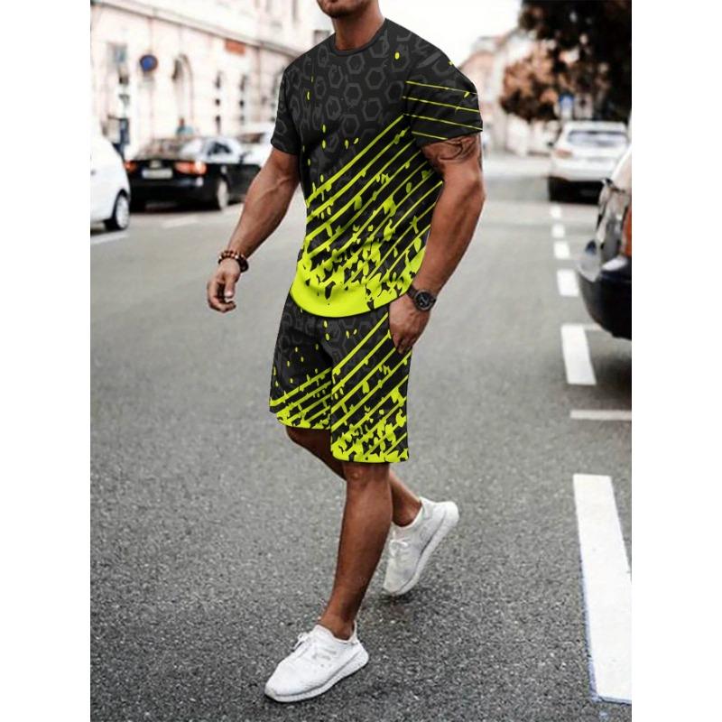 

Men s Summer 3D Printed Outdoor Casual T-Shirt & Knee-Length Shorts Set S