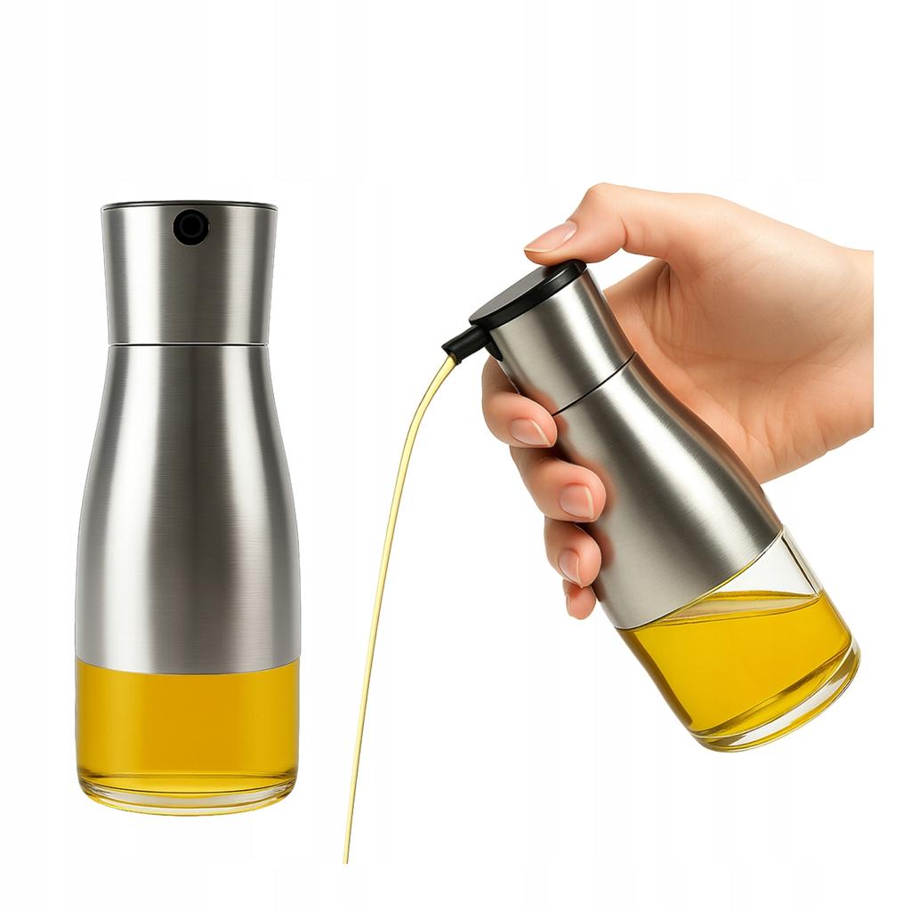 2X Dozownik Do Oliwy Octu Oleju 320 Ml Butelka Szklana Z Metalowa Zakrętką