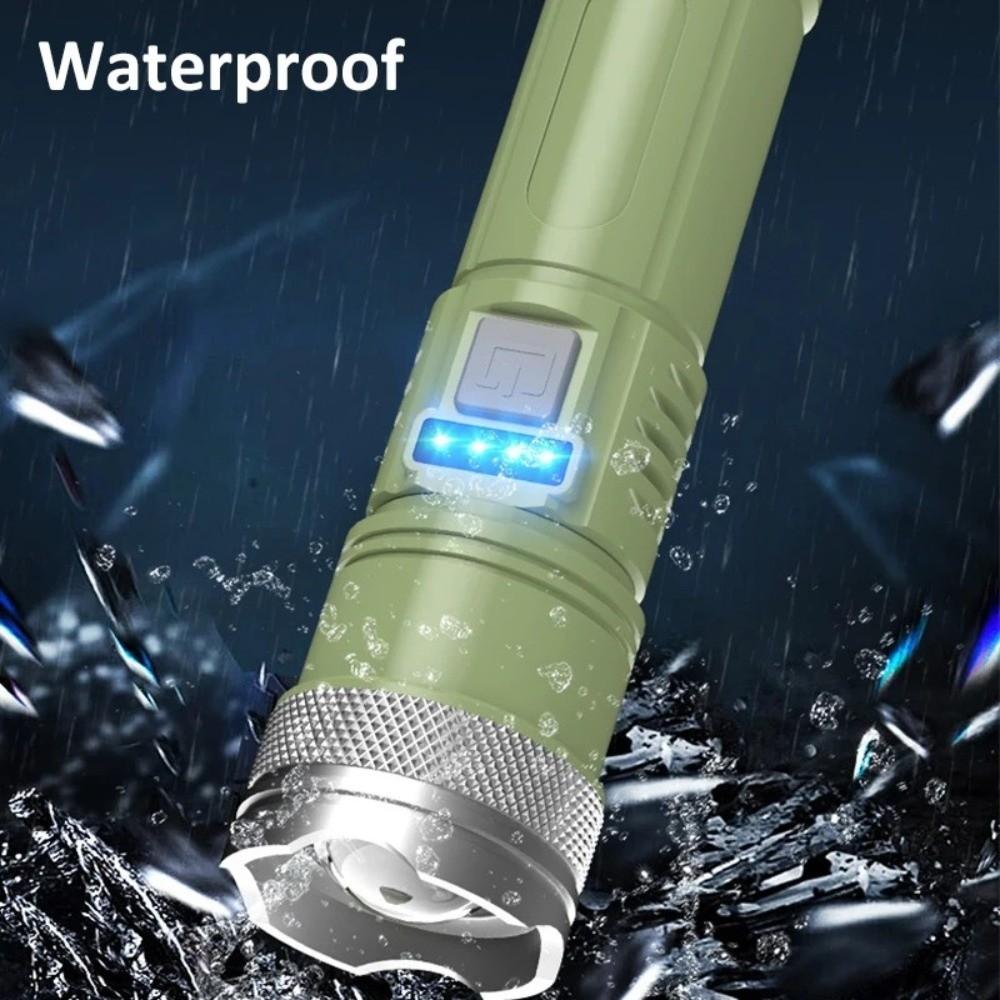 High Power LED Flashlight Type-C Charging Built-in Battery USB Charging Flashlight 3 Modes White Light Powered Flashlights