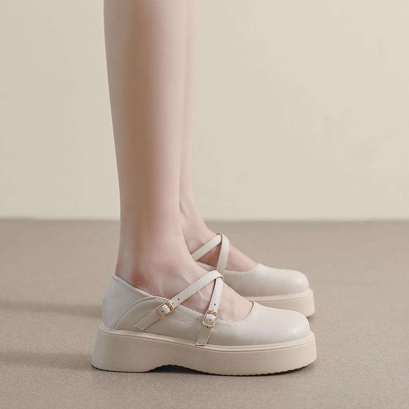 

French Mary Jane small leather shoes women s platform college style jk single shoes round head British loafers large size women s shoes 4143 43 абрикосовий