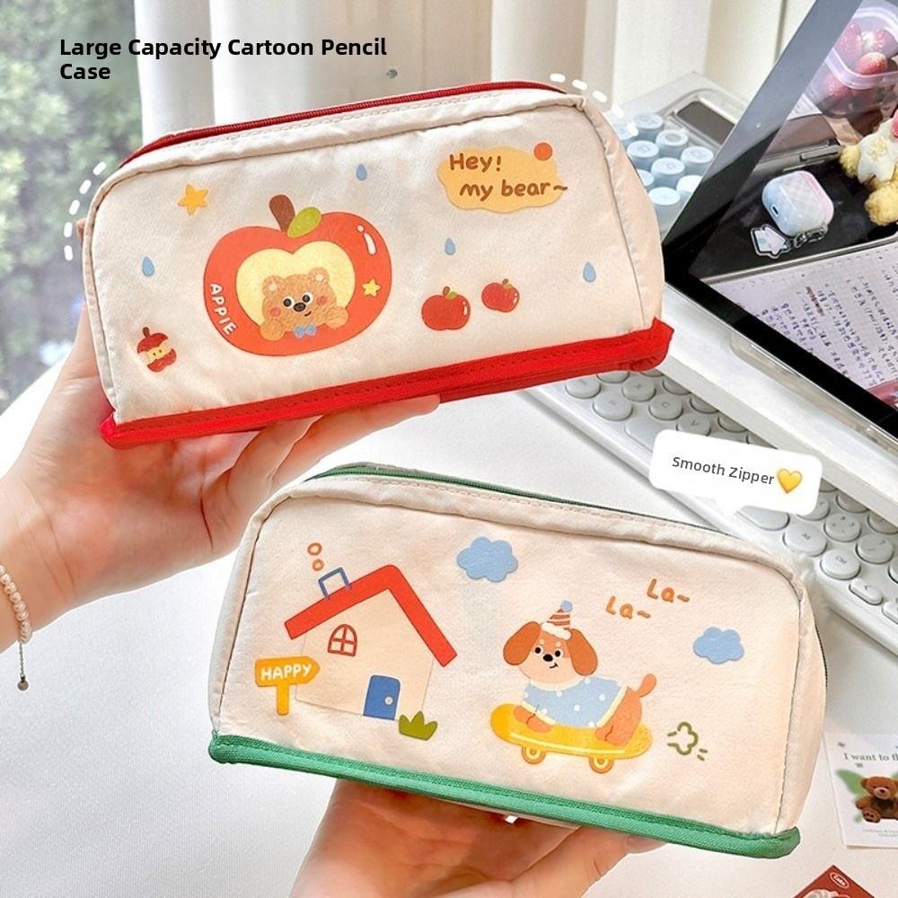 INS Pencil Storage Bag Can Stand Zipper Stationery Case Multi-layer Stationery Bag  Back To School