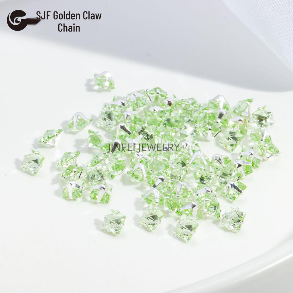 Colorful Square Prong Rhinestones: Right-Angle Silver Crystal Zircon for DIY Phone Chains and Jewelry.