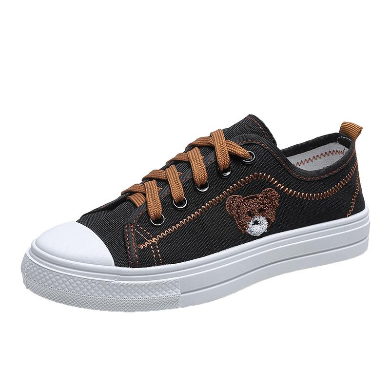 Bear Canvas Shoes Women's Spring and Autumn White Shoes Versatile Student Casual Shoes Sneakers