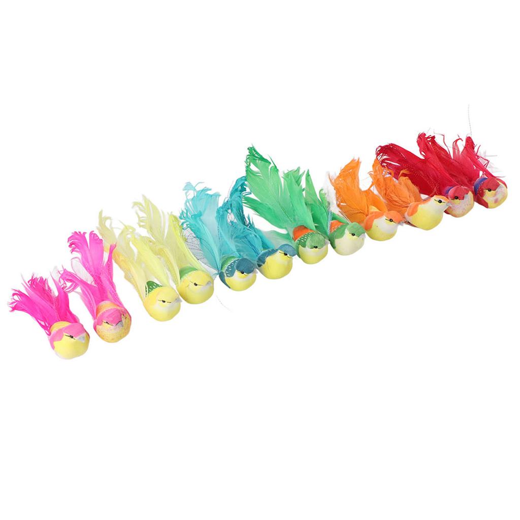 12Pcs Artificial Bird Decor Simulation Bird with Clip Decoration Ornament for Home Garden