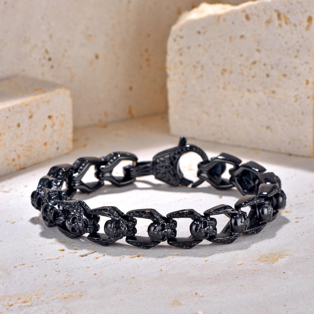 Stainless Steel Bracelet Vintage Personality Punk Skull Bracelet Hip Hop Rock Men's Bracelet