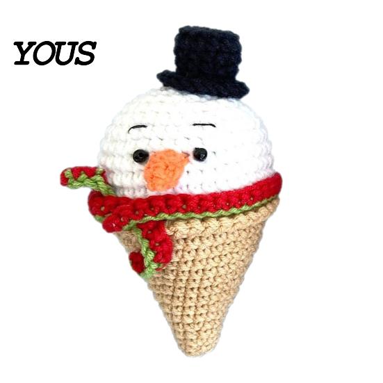 Cute Desktop Decorations for Office Handmade Crochet Christmas Ornament, Ice Cream Theme Decor, Holiday Warmth Gifts Yarn Figurine Home Decoration