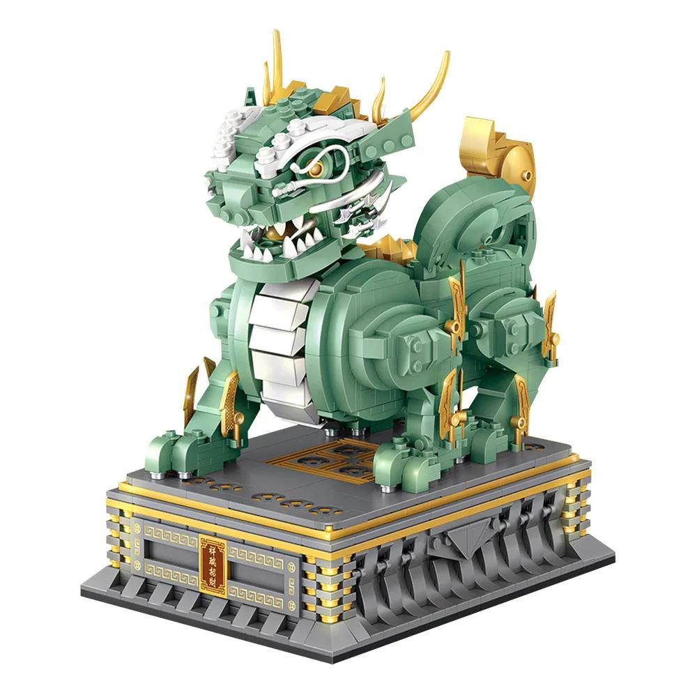 LOZ mini Blocks Teens Building Toys DIY Brcks Puzzle Chinese Beast Kylin New Year Gift 1921 Home Decor Presents
