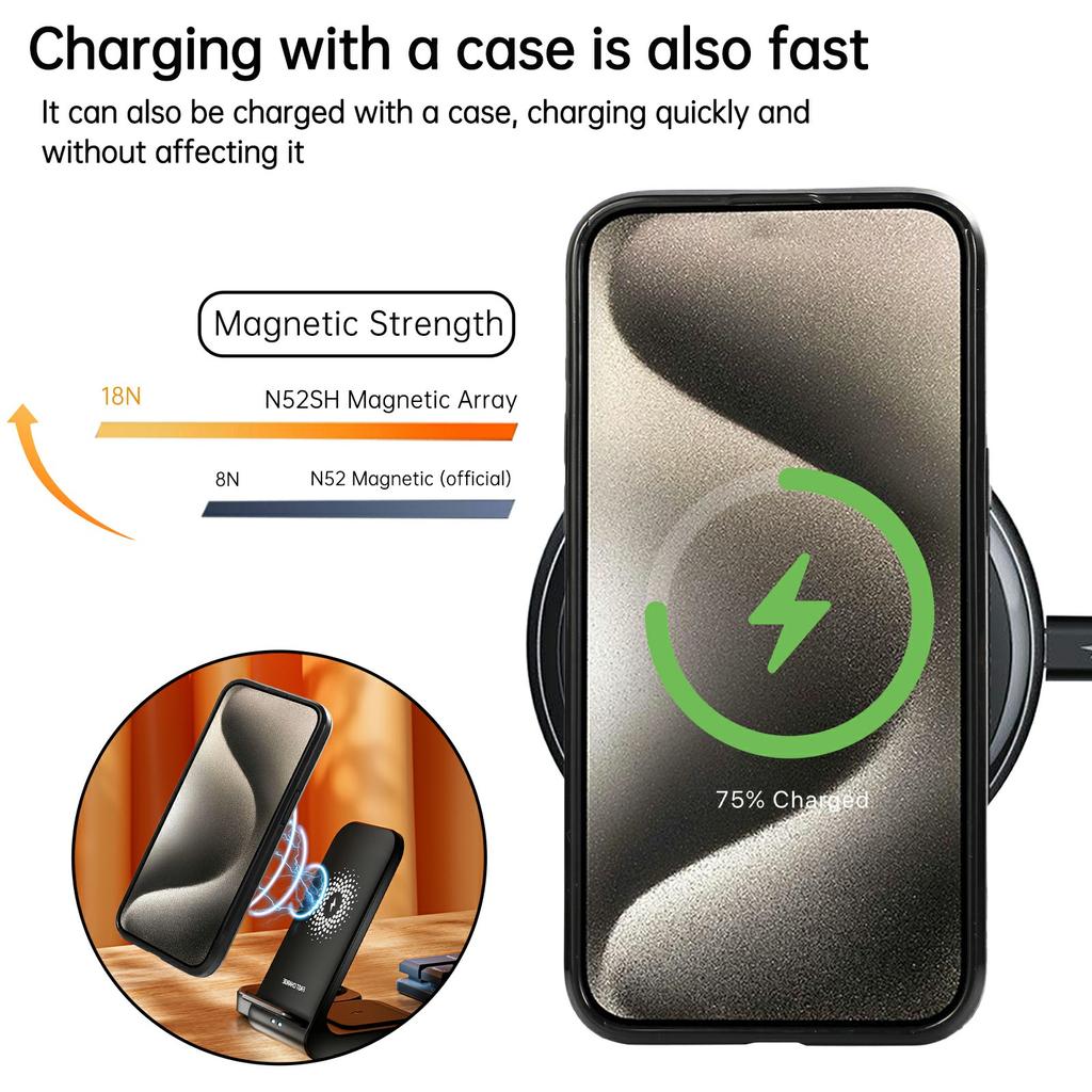 For iPhone 13 Pro Max Case Magnetic Kickstand PU Leather Coated PC+TPU Phone Cover