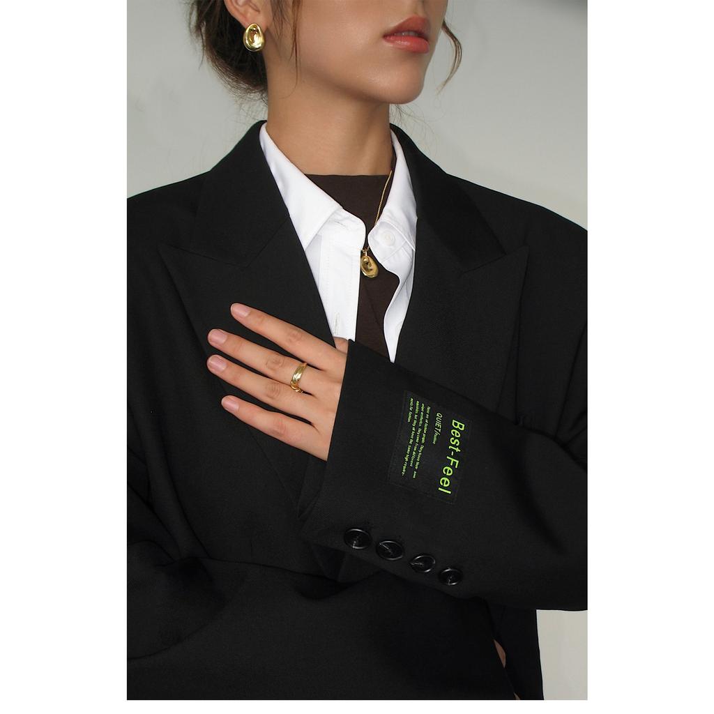 Graue Blazerjacke für Damen, koreanischer übergroßer Retro-Stil, lässiger Anzugmantel für Damen, locker sitzender Vintage-Büro-Blazer, tägliche Outfits