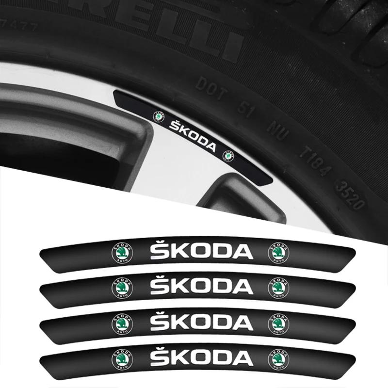 cnkhn5 for Skoda 4pcs Car Wheel Hub Badge Decal Scala Kodiak Citigo Kamiq Roomster Rapid Yeti Karoq Kodiaq Octavia Fabia Superb Felicia