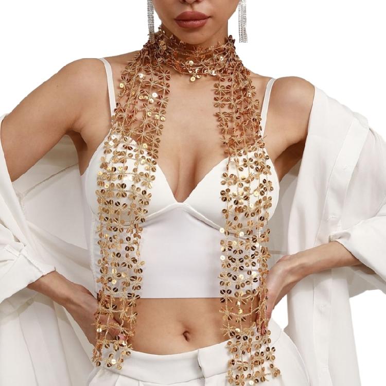 Woman Masquerades Sequins Scarf Outdoor Decorative Blingbling Sequins Collar