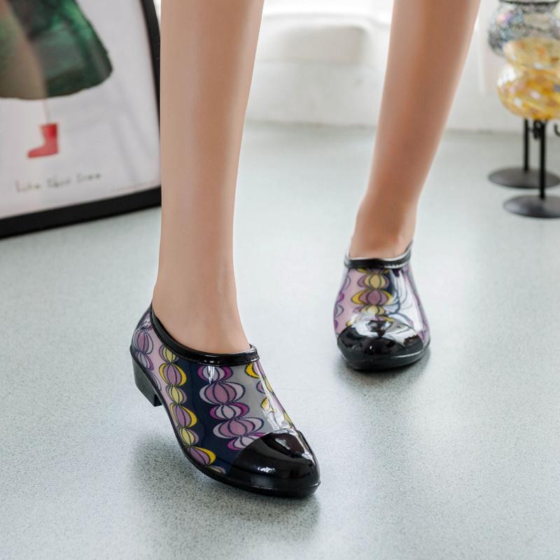 Women's LowCut Waterproof Rain Boots Short Shaft Non Slip Galoshes for Kitchen Work Shoes Fashionable Autumn Spring Footwear