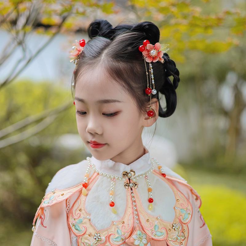 Kids' Classic Hanfu Hair Clip: Fairy Bow Tassel Hairpin for Girls