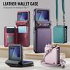 Applicable to Samsung Z Flip7 mobile phone leather case New Z FLIP7 folding mobile phone case diagonal span card protective case