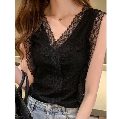 Lace Base Shirt for Women In Spring and Autumn New Fashionable Style V-neck Sleeveless Suspender Vest Outside Top Summer
