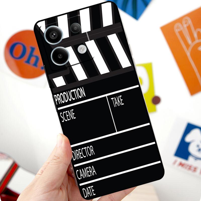 Film Movie Maker Clapperboard Take Funda For Xiaomi Redmi Note 13 Pro 10 11 12 14 Pro 11S 12S Case For Redmi 15 12C 13C 14C 10C