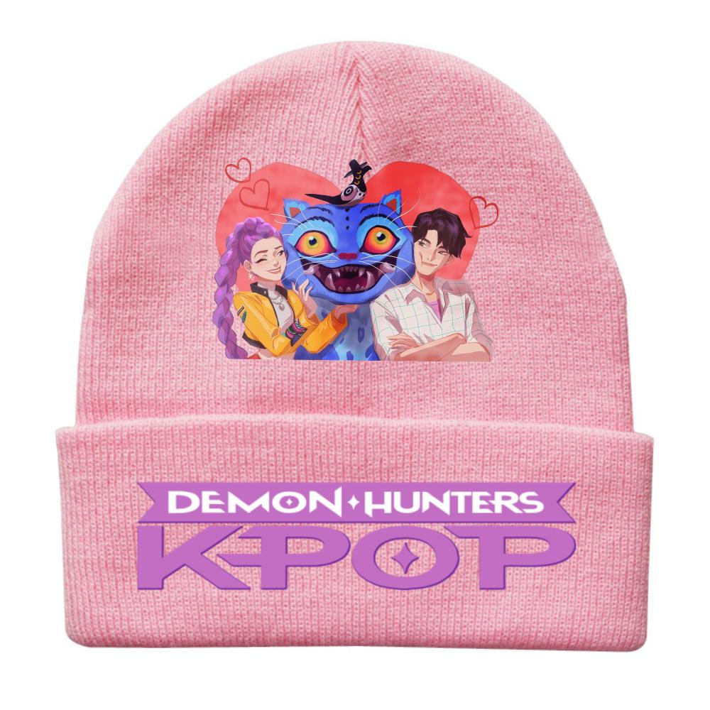 Kpop Demon Hunters Children Knit Beanie Cute And Charming Cartoon Printed Warm Cap Designed for Girls Fall Season Cold Season Outdoor Sports Birth