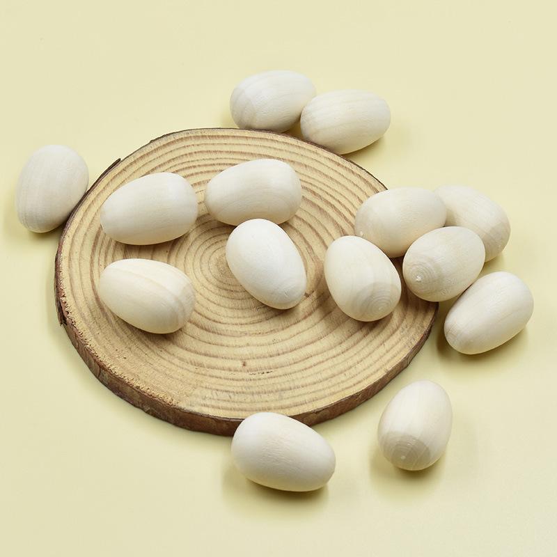 10PCS Unpainted Wooden Eggs Wooden Fake Eggs Easter Craft Eggs for Display Children DIY Painting Decoration