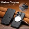 iPhone17 Pro Max Flip Case with Card Slot, Magnetic Snap, Wireless Charging Stand, and Leather Finish