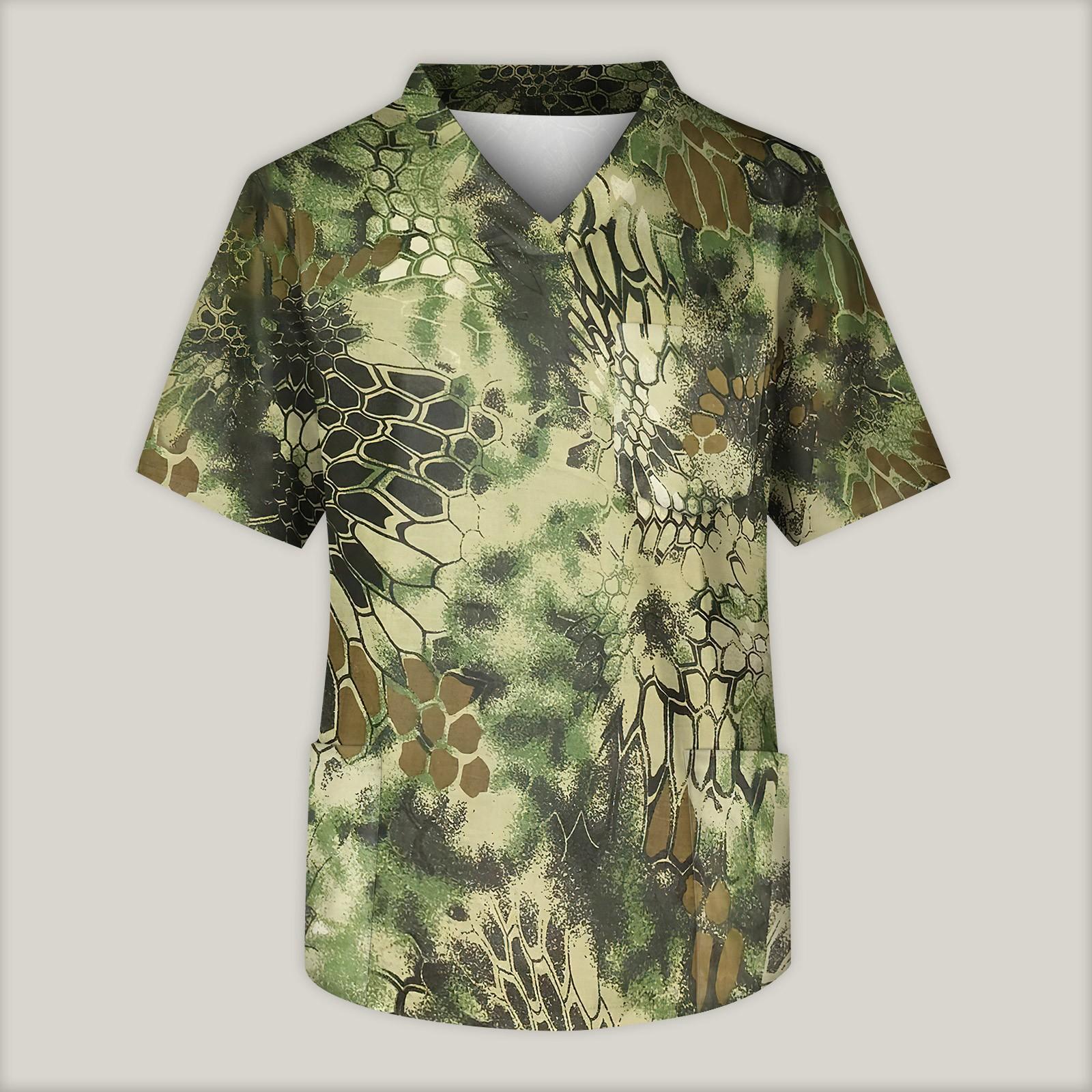 

Мужская рабочая блузка с короткими рукавами и v-образным вырезом с принтом, топ с нагрудным карманом XL